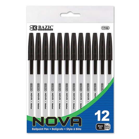 Black Color Stick Pen (12/Pack)