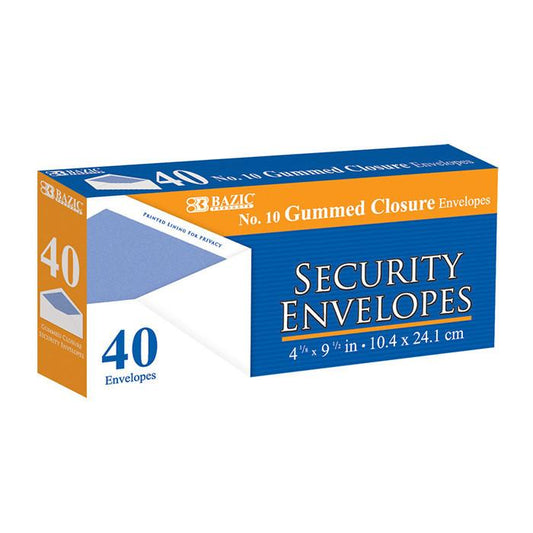 #10 Security Envelope w/ Gummed Closure (40/Pack)