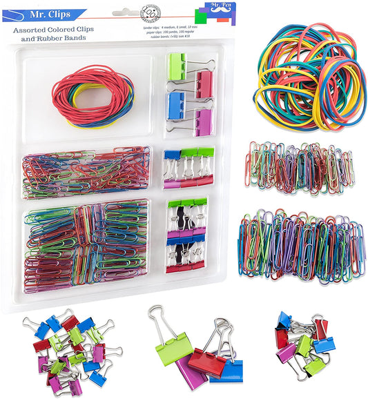 Assorted Colored Clips and Rubber Bands
